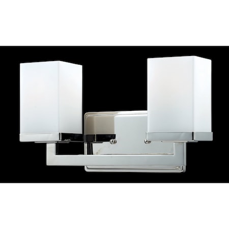 Z-Lite Tidal 2 Light Vanity, Chrome & Matte Opal 1901-2V